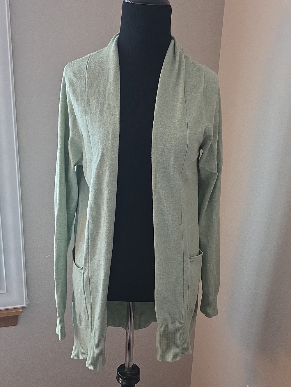 Dreamers Sage Green Open Front Cardigan